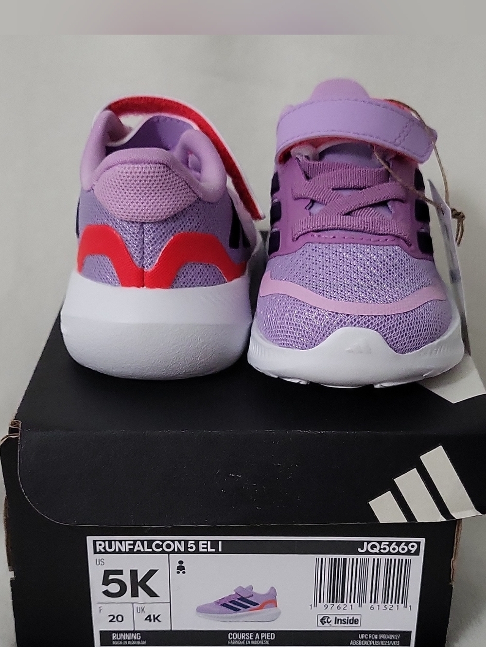 Adidas Runfalcon 5 EL I Kids Athletic Sneakers Purple US Size 5K Mesh Breathable - Picture 2 of 8
